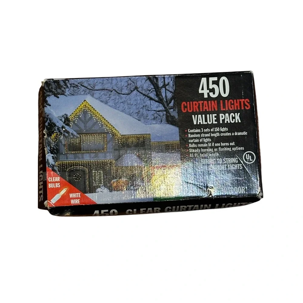 450 Clear Curtain Lights Value Pack Indoor Outdoor White Wire 45 Ft Total Length